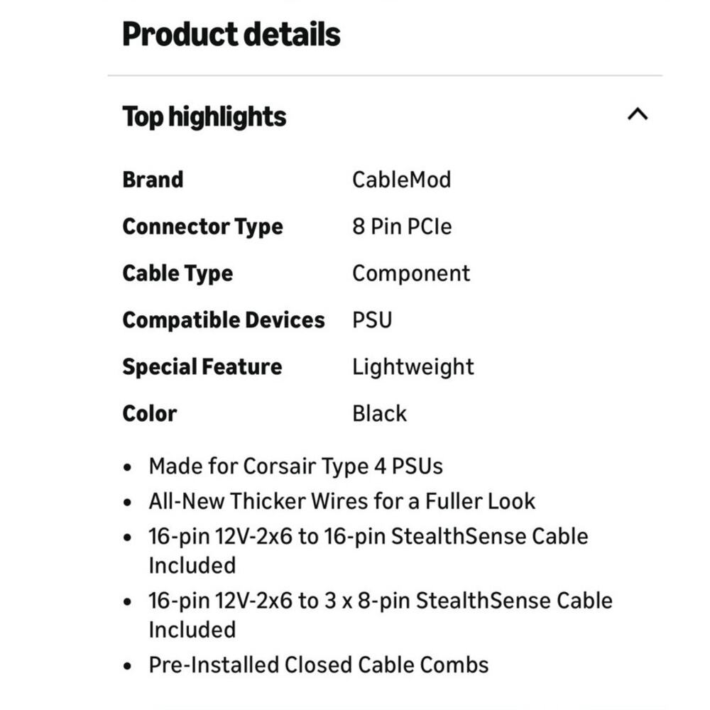 CableMod C-Series Pro ModMesh
12V12VHP Dual StealthSense Cable Kit Corsair Black - Picture 5 of 6